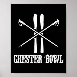 Chester Bowl Skiing Skier Ski Poles Rustic Nordic Poster
