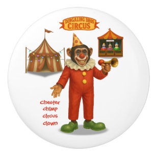 Chester chimp clown ceramic knob