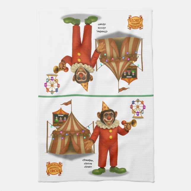 Chester, circus clown tea towel (Vertical)