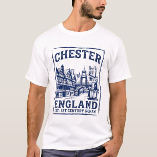 Chester England Tudor Buildings Clock Tower T-Shirt