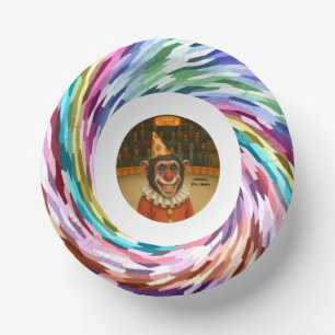 Chester the chimp clown paper plate