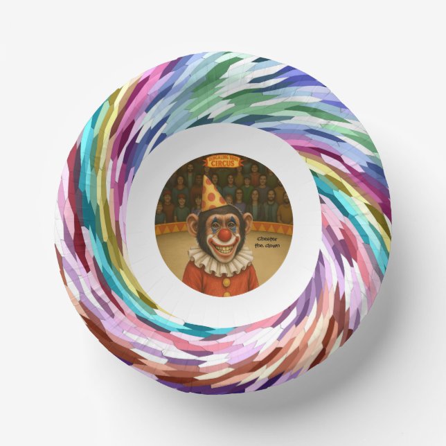 Chester the chimp clown paper plate (Front)