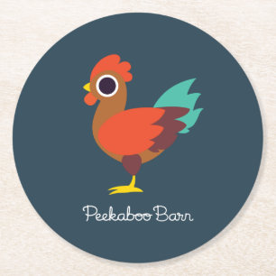 Chester the Rooster Round Paper Coaster
