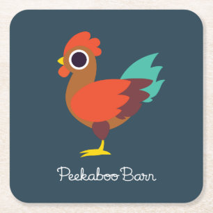 Chester the Rooster Square Paper Coaster