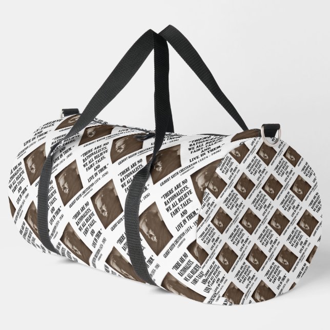 Chesterton No Rationalists All Believe Fairy Tales Duffle Bag (Left Corner)