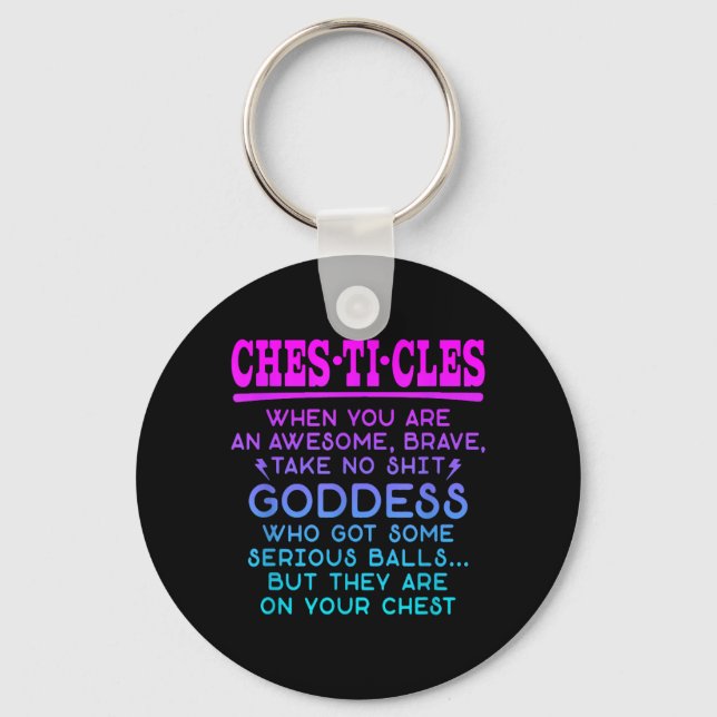 Chesticles Amazing Brave Goddess Feminist Key Ring (Front)
