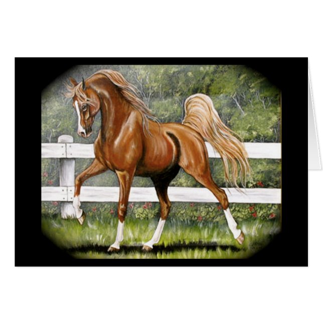 Chestnut Arabian Horse Running (Front Horizontal)