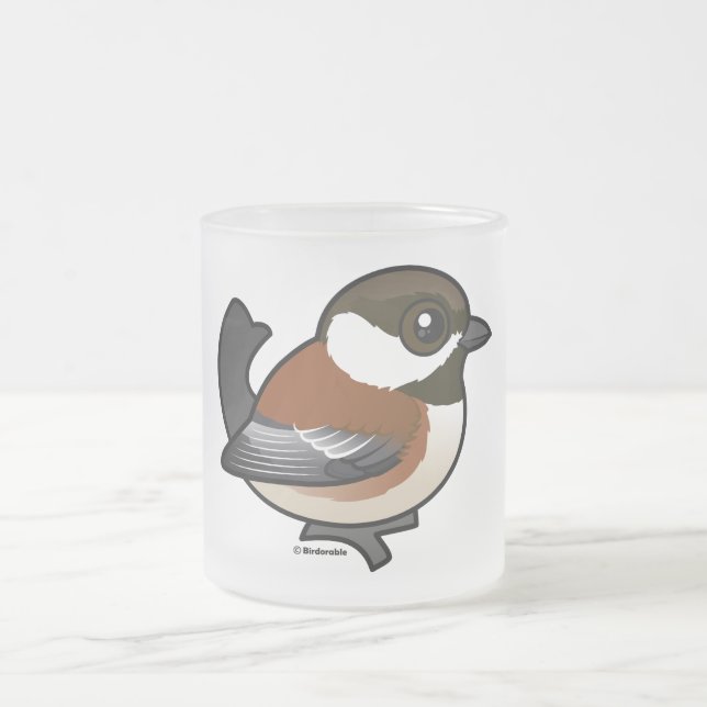 Chestnut-backed Chickadee Frosted Glass Coffee Mug (Center)