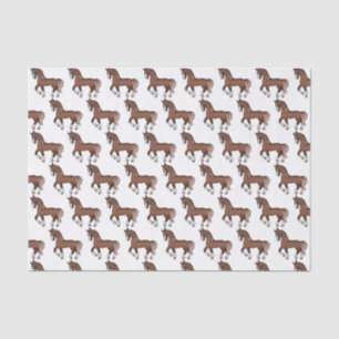 Chestnut Brown Cute Cartoon Trotting Horse Pattern Tissue Paper