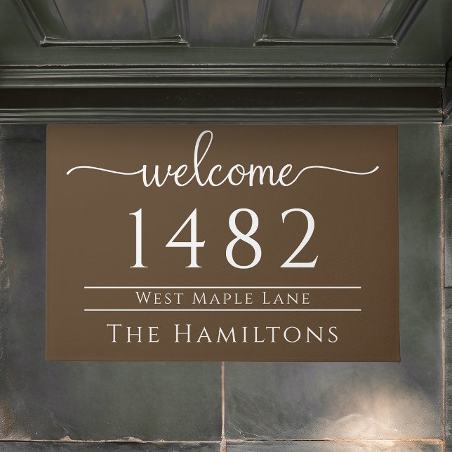 Chestnut brown family name personalised address  doormat (Creator Uploaded)