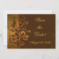 Chestnut Brown/Gold/Green Photo Save the Date