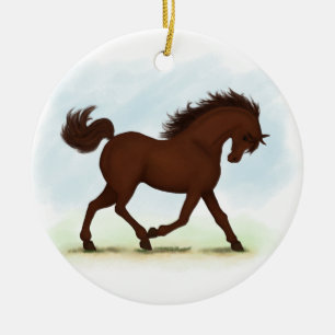 Chestnut Brown Horse Equestrian Ceramic Tree Decoration