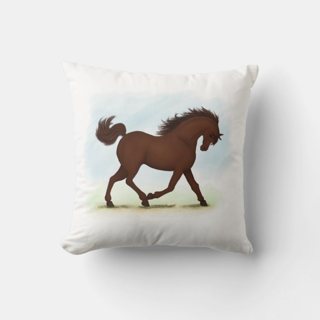 Chestnut Brown Horse Equestrian Cushion (Front)