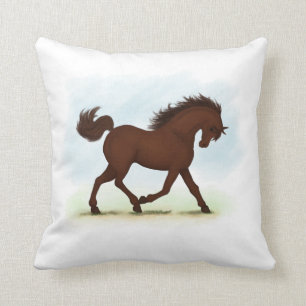 Chestnut Brown Horse Equestrian Cushion