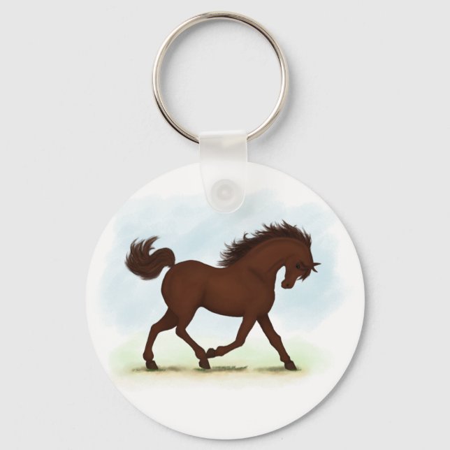 Chestnut Brown Horse Equestrian Key Ring (Front)