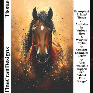 Chestnut Brown Horse, Gold & Black DF1L Decoupage Tissue Paper