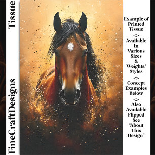 Chestnut Brown Horse, Gold & Black DF1R Decoupage Tissue Paper