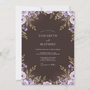 Chestnut Brown Ornate Autumn Wedding Invitation