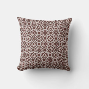 Chestnut Brown White Geometric Seamless Pattern Cushion