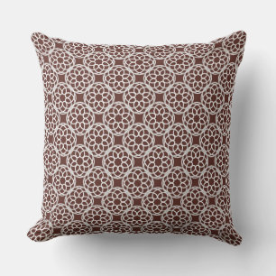 Chestnut Brown White Geometric Seamless Pattern Cushion