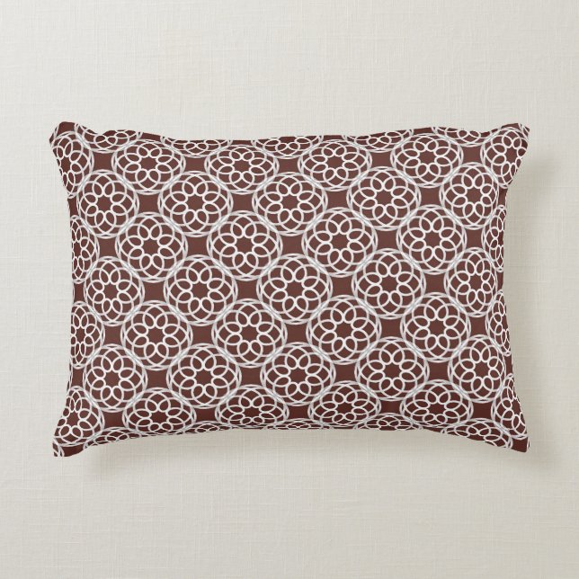 Chestnut Brown White Geometric Seamless Pattern Decorative Cushion (Front)