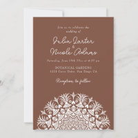 Chestnut Cocoa Brown Abstract Mandala Wedding