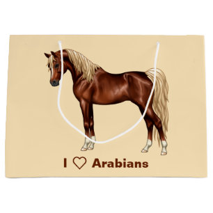 Chestnut Egyptian Arabian Horse Flaxen Mane & Tail Large Gift Bag