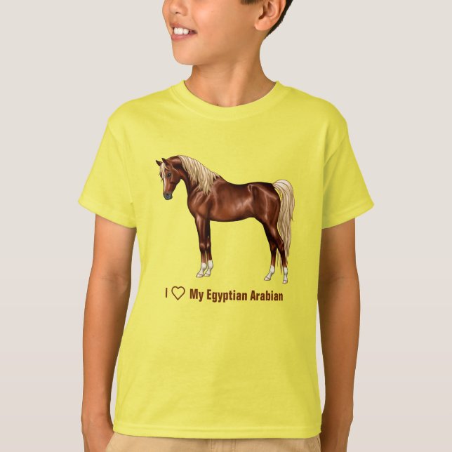 Chestnut Egyptian Arabian Horse Flaxen Mane & Tail T-Shirt (Front)