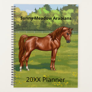 Chestnut Egyptian Arabian Horse in Spring Pasture Planner