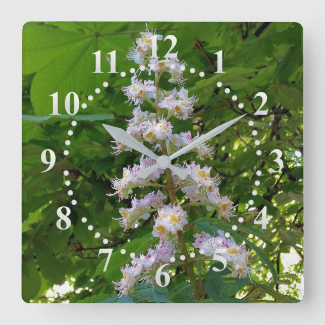 chestnut flower square wall clock (Front)