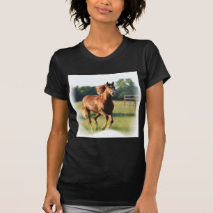 Chestnut Galloping Horse Ladies T-Shirt