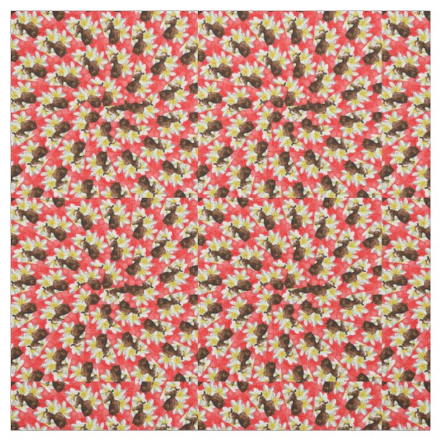 Chestnut Horse And Frangipanis, Fabric (Swatch)