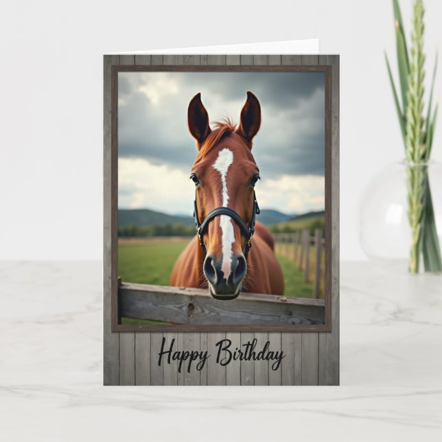 Chestnut Horse Birthday Card (Front)