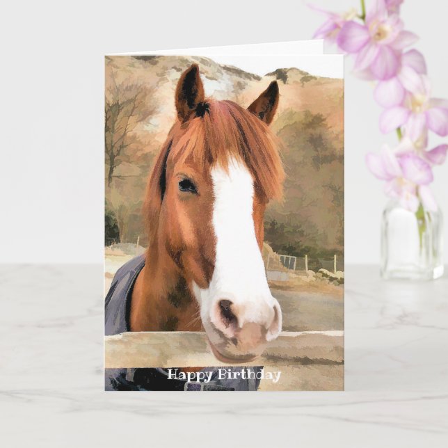 CHESTNUT HORSE CARD (Orchid)