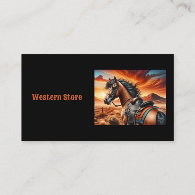 Chestnut Horse in Southwestern Desert Business Card (Front)