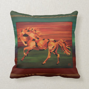 Chestnut Horse Pillow with stripes