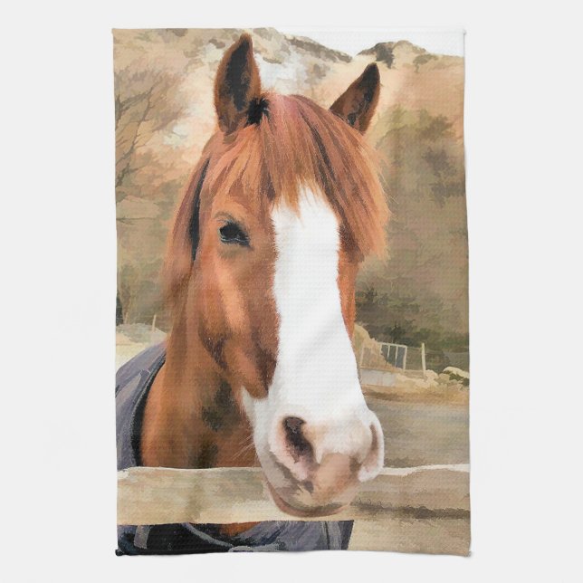 CHESTNUT HORSE TEA TOWEL (Vertical)