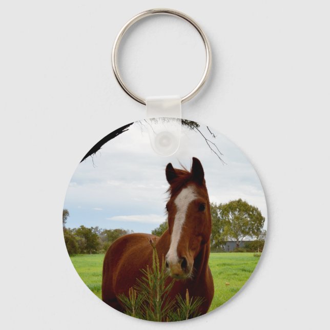 Chestnut Horse With Banksia Tree, Key Ring (Front)
