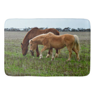 Chestnut Mare And Palomino Foal, Bath Mat