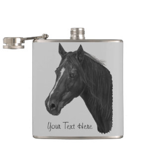 Chestnut mare brown horse portrait equine hip flask