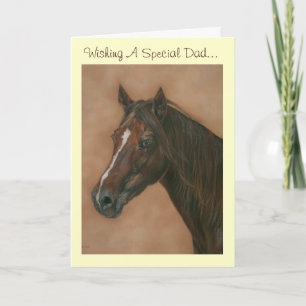 Chestnut mare horse portrait equine dad art card