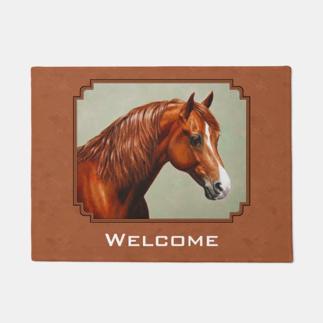 Chestnut Morgan Horse Rusty Red Doormat (Front)