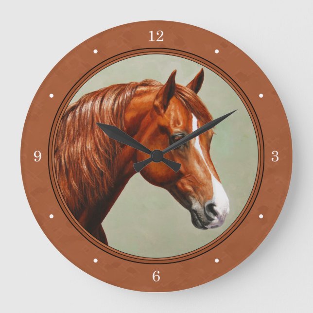Chestnut Morgan Horse Rusty Red Large Clock (Front)
