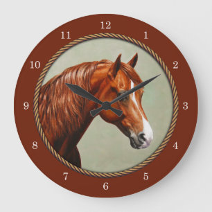 Chestnut Morgan Horse Rusty Red Large Clock