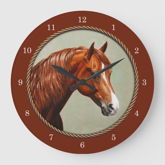 Chestnut Morgan Horse Rusty Red Large Clock (Front)