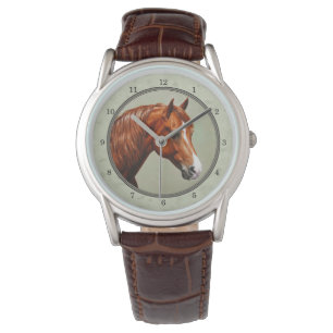 Chestnut Morgan Horse Sage Green Watch