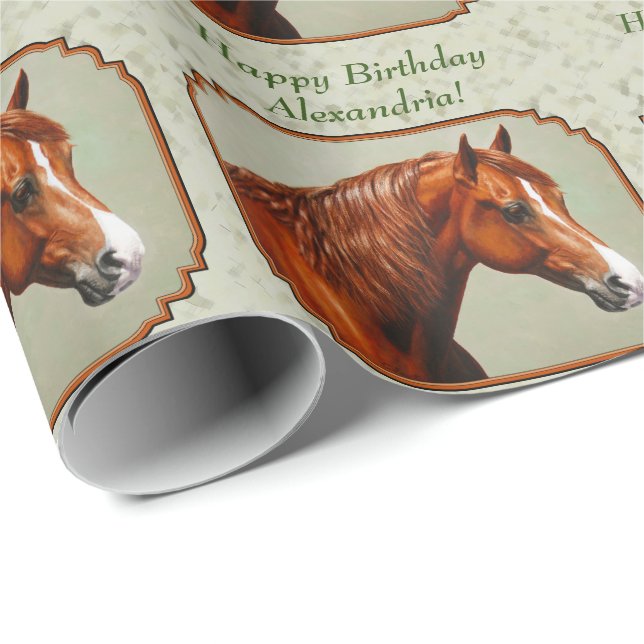 Chestnut Morgan Horse Sage Green Wrapping Paper (Roll Corner)