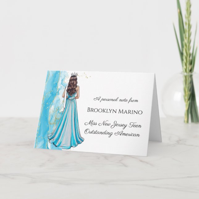 Chestnut Pageant Portrait Note Cards | Turquoise (Front)