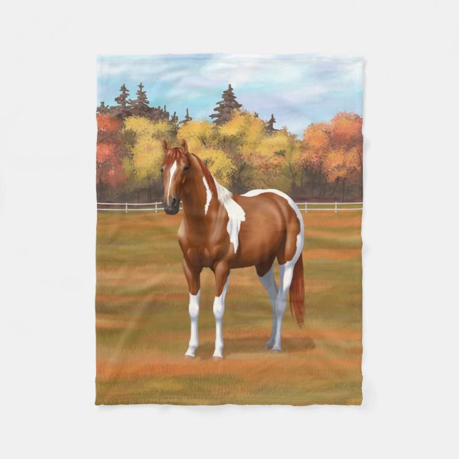 Chestnut Pinto Sorrel Paint Horse Stallion Fleece Blanket (Front)