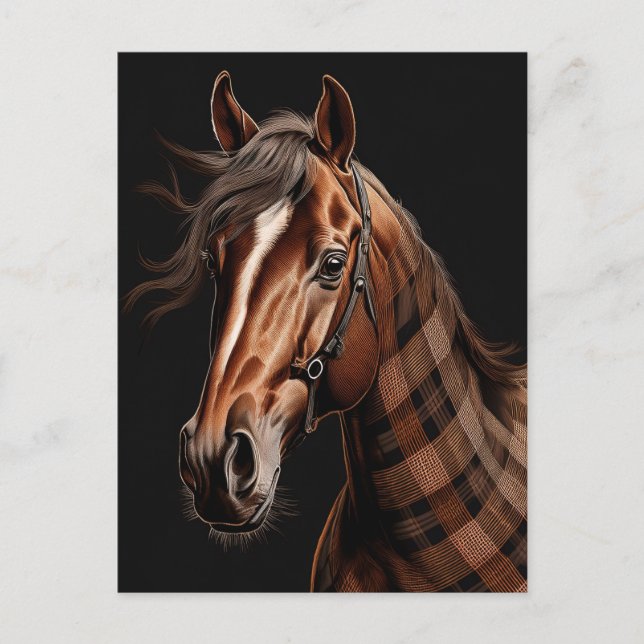 Chestnut Plaid Horse  Postcard (Front)